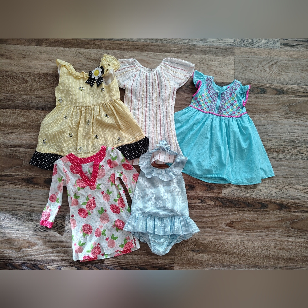 Toddler Girl 3T Dress & Romper Bundle Vintage Seersucker Gymboree Piper Baby